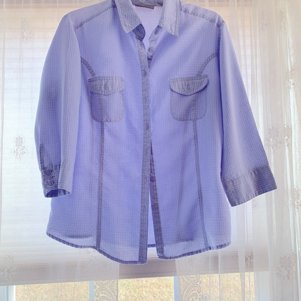 Light blue and white blouse Size L